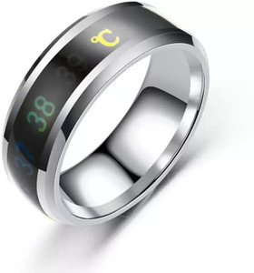 Ruhi Collection Latest Fashion Collections Silver Color Stainless Steel Intelligent Smart Body Temperature Monitor Ring for Unisex (1 Pcs) Stainless Steel Ring