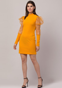 Western Darji Women Sheath Yellow Dress