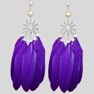 Weariton Beautiful Feather Vintage Stylish Fancy Party Wear Tribal Western Earrings Beads German Silver, Alloy, Fabric, Metal Tassel Earring, Drops & Danglers, Tunnel Earring