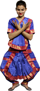 ITSMYCOSTUME Bharatnatyam Costume Dress for Girls Set of 4 Bottom Blouse Hip Cloth & Anchal Classical Dance Dress for Kids Costume Wear