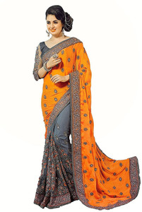 SLAVIA CREATION Embroidered Bollywood Silk Blend Saree