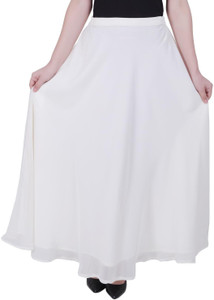 color world Solid Women Layered White Skirt