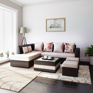 House of Pataudi Marbella Leatherette & Fabric 8 Seater  Sofa
