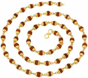Garima mart cap mala rudraksha gold-plated Gold-plated Plated Brass, Wood Chain