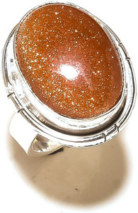 KUNDLI GEMS Sunstone Ring Original Natural Sunstone Astrological and Fashionable wear for unisex Stone Quartz Silver Plated Ring