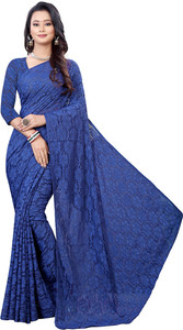 UNICK Solid/Plain Bollywood Net Saree