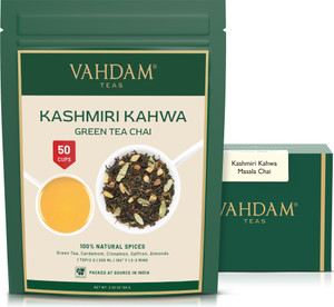 वाहदाम कश्मीरी कहवा दालचीनी, इलायची, बादाम, केसर मसाला टी पाउच