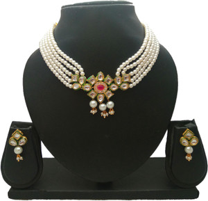 DIMIKI Alloy Gold-plated White, Gold Jewellery Set