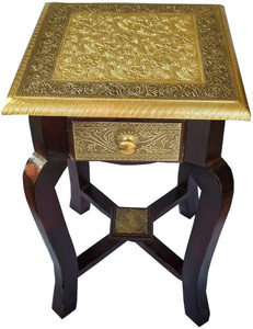 monika art Bedside Table Antique Look Natural Wood with Drawer Storage for Living Room/Bedside Table Solid Wood Side Table