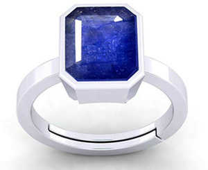CHIRAG GEMS Blue Sapphire Neelam 9.25 Carat Stone Silver Plated Adjustable Ring for Men Metal Sapphire Silver Plated Ring