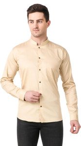 DESIGN UP Men Solid Casual Cream Shirt