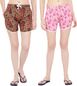 GUTI Floral Print Women Multicolor Night Shorts