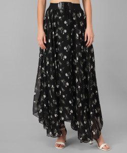 Neoen Printed Women Regular Black Skirt