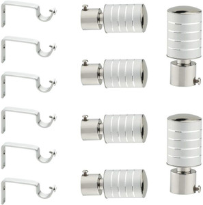 GLOXY Silver, Grey Rod Rail Bracket, Curtain Knobs, Curtain Hooks, Curtain Rods Metal
