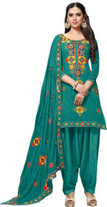 Ethnic Junction Chanderi Embroidered Salwar Suit Material