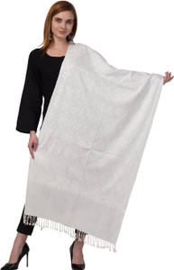 Tweedle Polyester Wool Blend Embroidered Women Shawl