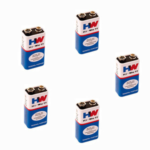 geeta enterprises (Pack of 5) 9 VOLTS HW BATTERY, HI-WATT 100% 9V Long Life   Battery
