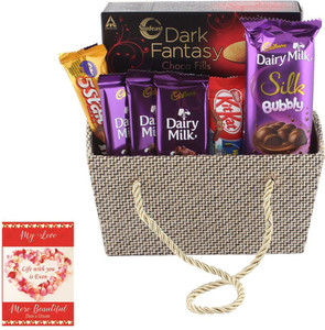 Cadbury Chocolates With Dark Fantasy | Premium Basket to your Loved Ones | Chocolate Gift Hamper For Valentine | 9242 Combo