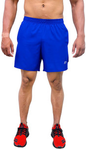 Decisive Solid Men Blue Sports Shorts