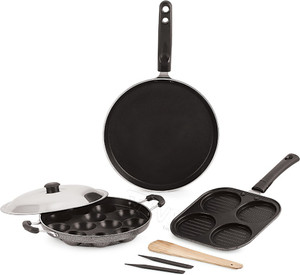 iVBOX ® Eco-DAU Non-Stick Kitchen Gift Set- Dosa Tawa, Appam Maker and Grill Uttapam Pan Non-Stick Coated Cookware Set