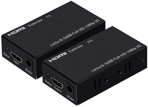 HL Technology HDMI LAN Extender/Extension RX Receiver TX Transmitter HDMI Repeater Connector Convertor Dual RJ45 CAT5e CAT6 LAN Ethernet Network Cable Upto 60 m for HDTV Projector DVD PS3 Media Streaming Device Gaming Adapter