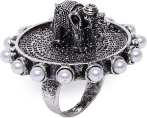 ZAVERI PEARLS Alloy Silver Plated Ring