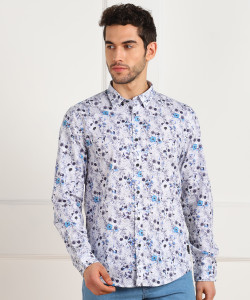 Blackberrys Men Floral Print Casual Blue Shirt