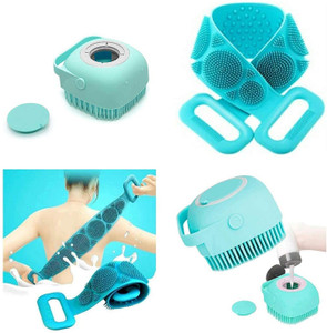RIYUZONE 2 Pcs Combo Silicone Body Back Scrubber, Double Side Bathing Brush Scrub Pad