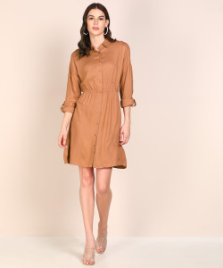 FLYING MACHINE Women Shirt Green Above Knee/Mid Thigh Length Dress