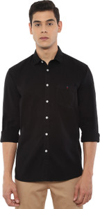 LOUIS PHILIPPE Men Solid Casual Black Shirt