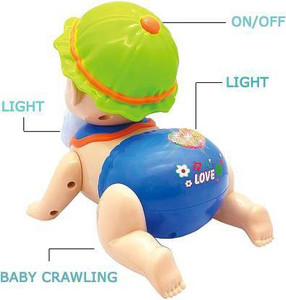 TrueBucks High Quality Electric voice lightning crawling baby fun simulation baby cartoon toy Non-Toxic Learning & Educational Walking Baby Toy (Multicolor)