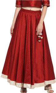 Ksut Embellished Women Flared Maroon Skirt