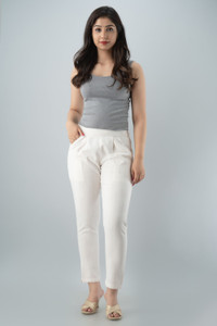 Fashion Rush Relaxed Women White Trousers