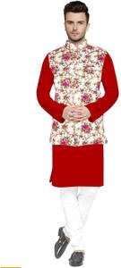 TRUST OUS Men Kurta Pyjama Ethnic Jacket Set