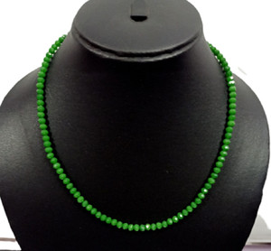 Haryali Opaque Green crystal (4mm) short mala for woman & Girl Crystal Metal, Crystal Choker