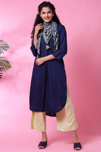 BIBA Solid Kurta, Palazzo & Dupatta Set