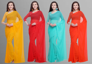 Anand Sarees Solid/Plain Daily Wear Chiffon Saree
