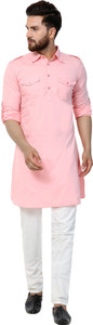 Purple State Men Solid Pathani Kurta