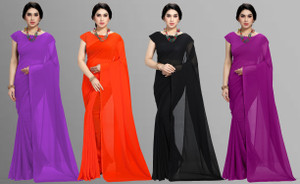 Anand Sarees Solid/Plain Bollywood Chiffon Saree
