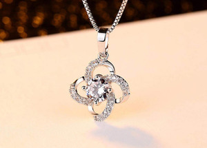 MYKI Stylish Flower Design Zircon Pendant for Women & Girls Sterling Silver Sterling Silver Pendant