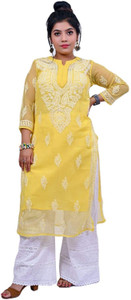 Lucknowi Chikankari Women Embroidered Straight Kurta
