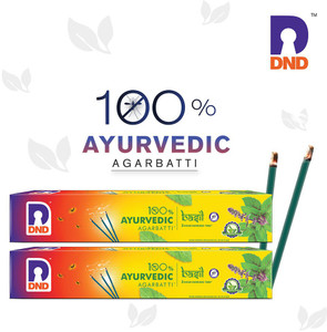 DND 100% Ayurvedic Mosquito Repellent Basil Agarbatti | Tough on Mosquitoes, 100% Safe for Humans | Incense Sticks | 120N - Pack of 2 Basil