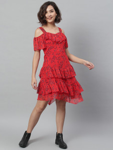 KASSUALLY Women Layered Red Dress