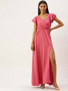 Berrylush Women Maxi Pink Full Length Dress