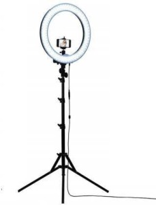 MIHIR 10 Inches Big LED Selfie Ring Light for Smartphone to Capture Your Photo and Video at Tiktok, Musically and Other App with long 6.5 feet extendable Stand Ring Flash (Black, Silver) Ring Flash