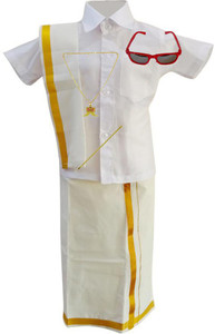 Goldstar Boys Festive & Party Dhoti, Shawl and Shirt Set