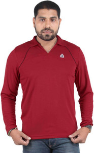 DSWS Solid Men Polo Neck Maroon T-Shirt