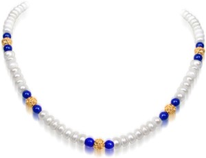 Surat Diamond Wonder Pearl, Lapis Lazuli Gold-plated Plated Metal Necklace