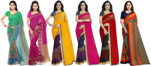 kashvi sarees पैस्ले, ओम्ब्रे, जियोमेट्रिक प्रिंट, ग्राफिक प्रिंट, फ्लोरल प्रिंट डेली वियर जोर्जेट साड़ी