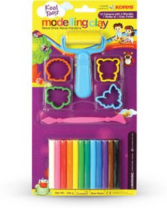 Kores Kool Toolz Clay 100 gms, 12 shades, 4 moulds + 1roller + 1
